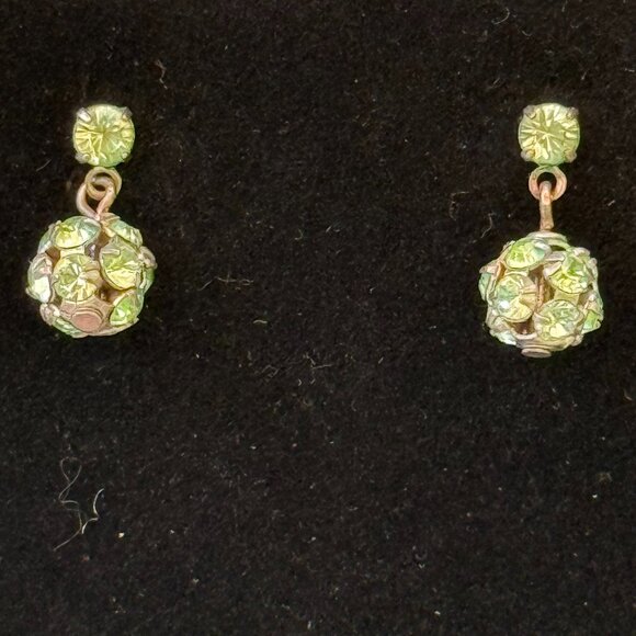 3/$17 Petite Mint Green Rhinestone Pierced Earrings - Picture 1 of 3